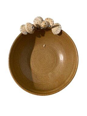 Art Pottery Bowl With Seashell And Barnacle Accents